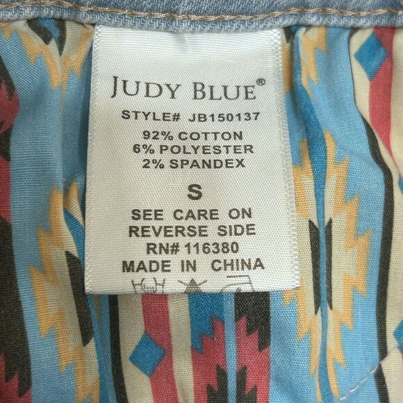 Judy Blue Wild Aztec Patches Cuffed Denim Shorts - Picture 6 of 8